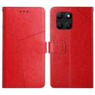 For Honor X6A Y-shaped Pattern Flip Leather Phone Case(Red) - 1