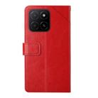 For Honor X8c 4G Y-shaped Pattern Flip Leather Phone Case(Red) - 3