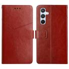 For Samsung Galaxy A25 5G Y-shaped Pattern Flip Leather Phone Case(Brown) - 1