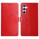 For Samsung Galaxy M34 5G Y-shaped Pattern Flip Leather Phone Case(Red) - 1