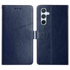 For Samsung Galaxy M34 5G Y-shaped Pattern Flip Leather Phone Case(Blue) - 1