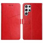 For Samsung Galaxy S24 Ultra 5G Y-shaped Pattern Flip Leather Phone Case(Red) - 1