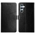 For Samsung Galaxy M15 5G Y-shaped Pattern Flip Leather Phone Case(Black) - 1