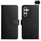 For Samsung Galaxy S23 FE 5G HT02 Genuine Leather Fingerprint-proof Flip Phone Case(Black) - 1