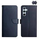 For Samsung Galaxy M34 5G HT02 Genuine Leather Fingerprint-proof Flip Phone Case(Blue) - 1