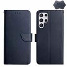 For Samsung Galaxy S24 Ultra 5G HT02 Genuine Leather Fingerprint-proof Flip Phone Case(Blue) - 1