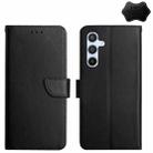 For Samsung Galaxy S24 5G HT02 Genuine Leather Fingerprint-proof Flip Phone Case(Black) - 1