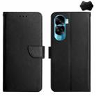 For Honor 90 Lite HT02 Genuine Leather Fingerprint-proof Flip Phone Case(Black) - 1