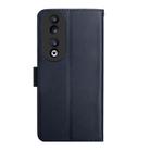For Honor 90 HT02 Genuine Leather Fingerprint-proof Flip Phone Case(Blue) - 3