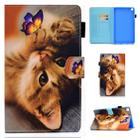 For Samsung Galaxy Tab A 8.0 2019 / T290 Colored Drawing Stitching Horizontal Flip Leather Case with Holder & Card Slots(Butterfly Cat) - 1