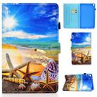 For Samsung Galaxy Tab A 10.1 2019 / T510 Colored Drawing Stitching Horizontal Flip Leather Case with Holder & Card Slots(Blue Sky Starfish) - 1