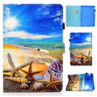 For Huawei MediaPad T5 10.0 inch Colored Drawing Stitching Horizontal Flip Leather Case with Holder & Card Slots(Blue Sky Starfish) - 1