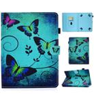 For 7.0 inch Tablet PC Colored Drawing Stitching Horizontal Flip Leather Case with Holder & Card Slots(Green Butterflies) - 1