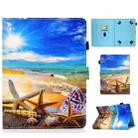 For 10.0 inch Tablet PC Colored Drawing Stitching Horizontal Flip Leather Case with Holder & Card Slots(Blue Sky Starfish) - 1