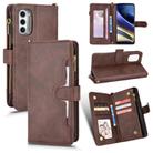 For Motorola Moto G52J 5G Litchi Texture Zipper Leather Phone Case(Brown) - 1