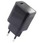 LZ-106PD 25W USB-C / Type-C Ports Plaid Pattern Travel Charger, EU Plug(Black) - 1