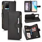 For vivo Y21 2021 / Y21s / Y33 Litchi Texture Zipper Leather Phone Case(Black) - 1