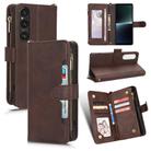 For Sony Xperia 1Ⅴ Litchi Texture Zipper Leather Phone Case(Brown) - 1