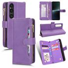 For Sony Xperia 1Ⅴ Litchi Texture Zipper Leather Phone Case(Purple) - 1