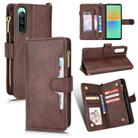 For Sony Xperia 10Ⅴ Litchi Texture Zipper Leather Phone Case(Brown) - 1