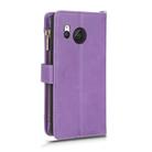 For Sharp Aquos R8 Litchi Texture Zipper Leather Phone Case(Purple) - 3