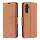 For Samsung Galaxy A15 Litchi Texture Pure Color Flip Leather Phone Case(Brown) - 1