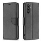 For Samsung Galaxy A34 5G Litchi Texture Pure Color Flip Leather Phone Case(Black) - 1