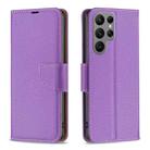 For Samsung Galaxy S24 Ultra 5G Litchi Texture Pure Color Flip Leather Phone Case(Purple) - 1