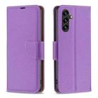 For Samsung Galaxy A35 Litchi Texture Pure Color Flip Leather Phone Case(Purple) - 1