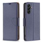 For Samsung Galaxy A55 Litchi Texture Pure Color Flip Leather Phone Case(Blue) - 1