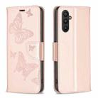 For Samsung Galaxy A25 5G Embossing Two Butterflies Pattern Leather Phone Case(Rose Gold) - 1