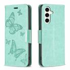 For Samsung Galaxy S23 FE 5G Embossing Two Butterflies Pattern Leather Phone Case(Green) - 1