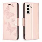 For Samsung Galaxy S23 FE 5G Embossing Two Butterflies Pattern Leather Phone Case(Rose Gold) - 1