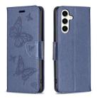 For Samsung Galaxy S23 FE 5G Embossing Two Butterflies Pattern Leather Phone Case(Blue) - 1