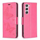 For Samsung Galaxy S24 5G Embossing Two Butterflies Pattern Leather Phone Case(Rose Red) - 1