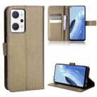 For OPPO Reno7 A Diamond Texture Leather Phone Case(Brown) - 1
