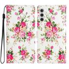 For Samsung Galaxy A25 5G Colored Drawing Leather Phone Case(Peonies) - 1