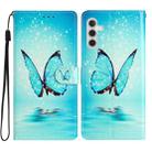 For Samsung Galaxy S23 FE 5G Colored Drawing Leather Phone Case(Blue Butterfly) - 1