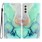 For Samsung Galaxy S23 FE 5G Colored Drawing Leather Phone Case(Green Marble) - 1