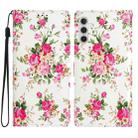 For Samsung Galaxy S23 FE 5G Colored Drawing Leather Phone Case(Peonies) - 1