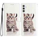 For Samsung Galaxy S23 FE 5G Colored Drawing Leather Phone Case(Little Tabby Cat) - 1