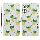 For Samsung Galaxy S23 FE 5G Colored Drawing Leather Phone Case(Pineapple) - 1