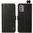 For Nokia G42 KHAZNEH Side-Magnetic Litchi Genuine Leather RFID Phone Case(Black) - 1