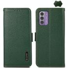 For Nokia G42 KHAZNEH Side-Magnetic Litchi Genuine Leather RFID Phone Case(Green) - 1