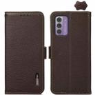 For Nokia G42 KHAZNEH Side-Magnetic Litchi Genuine Leather RFID Phone Case(Brown) - 1