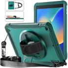 For iPad 10.2 2021 / 2020 / 2019 Heavy Duty Hybrid Tablet Case with Hand Grip & Strap(Dark Green) - 1