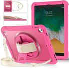 For iPad Air / Air 2 / 9.7 2018 / 2017 Heavy Duty Hybrid Tablet Case with Handle & Strap(Rose Red) - 1