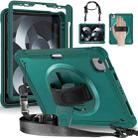 For iPad Air 2022 10.9 / Pro 11 2022 Heavy Duty Hybrid Tablet Case with Hand Grip & Strap(Dark Green) - 1