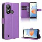 For ZTE Blade L220 Diamond Texture Leather Phone Case(Purple) - 1