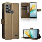 For ZTE Blade A53 Pro Diamond Texture Leather Phone Case(Brown) - 1